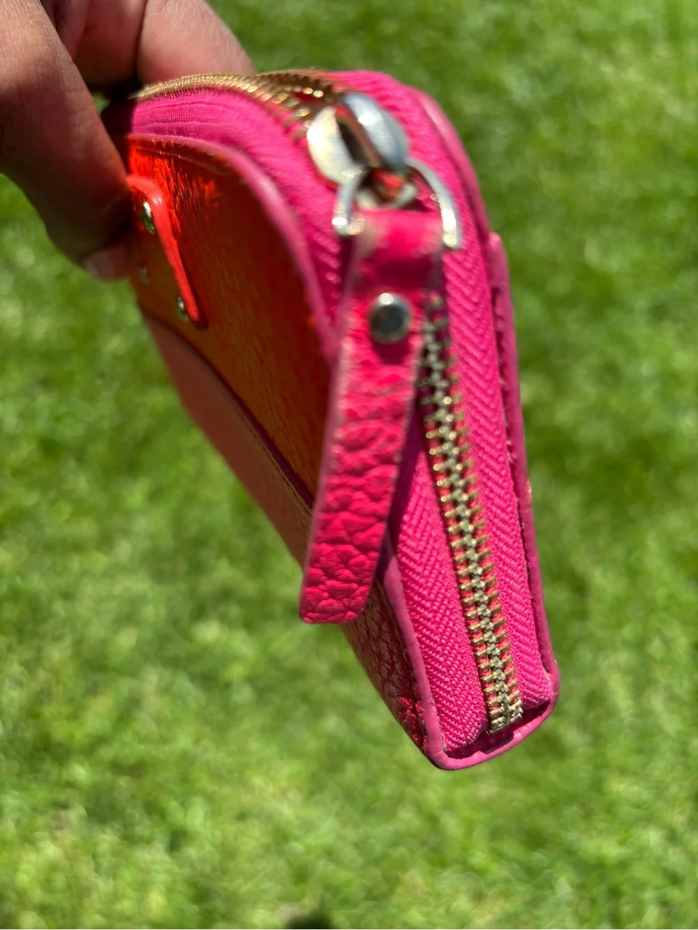 kate spade Colorblock Orange & Pink Pebble Leather Wallet
